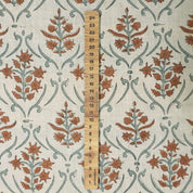 Linen Block Print Fabric 58 Inch Width Medium Weight Linen White Base Color Handmade Creative Design To Make Curtains and Drapes Upholstery Pillow Covers Tablecloths and Runners Lampshades Napkins by Fabritual