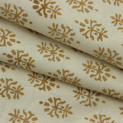 Linen Block Print Fabric Off White linen 58 Inch Width Medium Weight Linen Natural Base Color Curtains and Drapes Upholstery Handmade Art Pillow Covers Tablecloths and Runners Bedding Tote Bag Lampshades Napkins by Fabritual