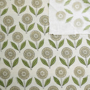 Linen Block Print Fabric Linen Blend 58 Inch Width Light Weight Linen Natural Base Color Curtains and Drapes Handmade Art Pillow Covers Tablecloths and Runners Bedding Tote Bag Lampshades Napkins by Fabritual