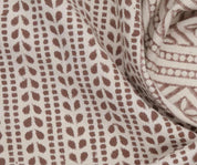 Cotton Block Print Fabric 50 Inch Width Medium Weight Duck Canvas Beige Base With Brown Color Design To Make Curtains and Drapes Tablecloths and Runners Bedding Tote Bag Napkins by Fabritual