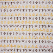 Indian Hand Block Mustard and Brown Floral Fabric on Pure Linen for Tabel Cover - Hastatkala