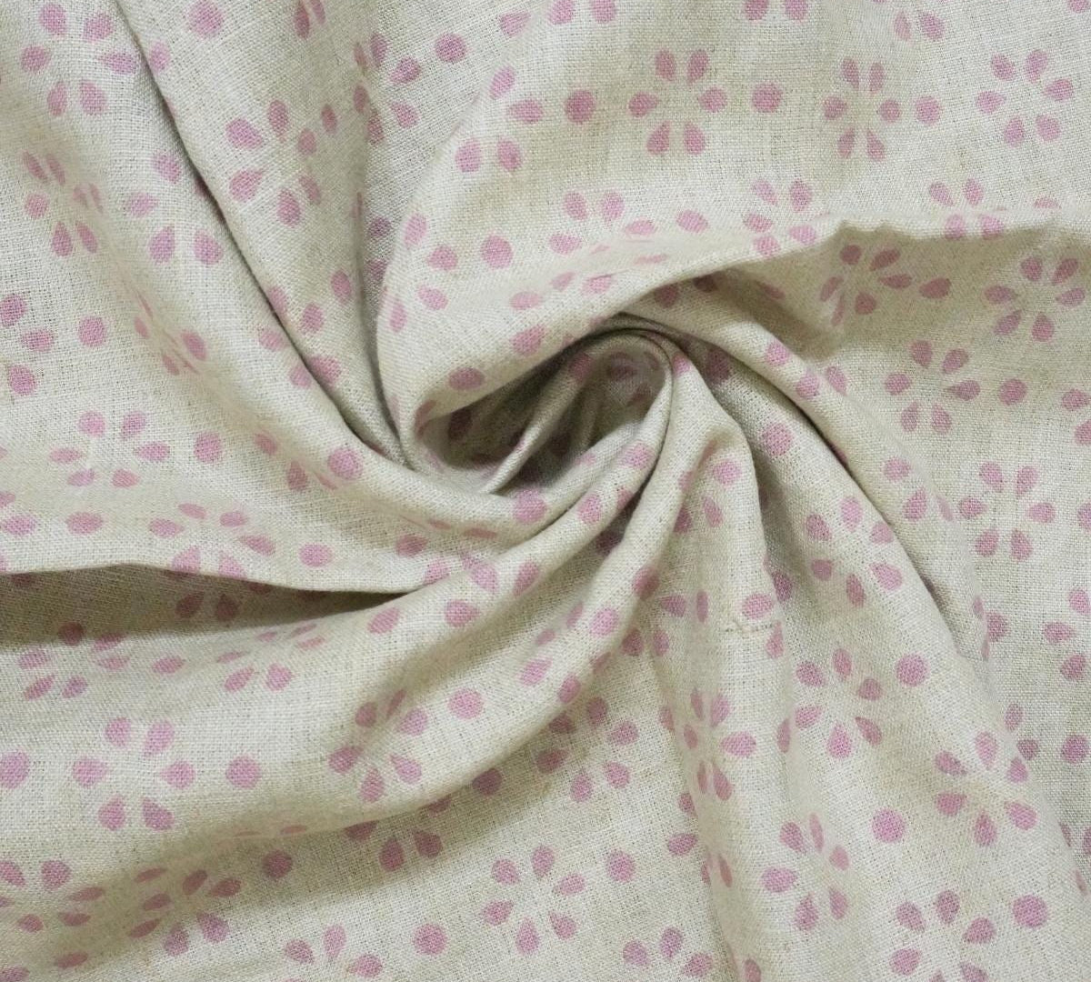 Neutral Base Block Print Linen, 58” Wide, Great for Pillows, Drapes and More Vintage-Inspired Block Printed Linen Fabric for Upholstery and Bed Covers Soft Yet Durable Block Print Linen, Made for Home Furnishing and Craft Projects .