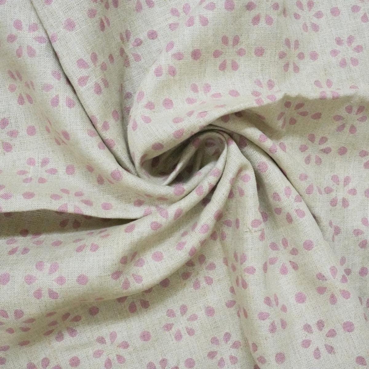 Neutral Base Block Print Linen, 58” Wide, Great for Pillows, Drapes and More Vintage-Inspired Block Printed Linen Fabric for Upholstery and Bed Covers Soft Yet Durable Block Print Linen, Made for Home Furnishing and Craft Projects .