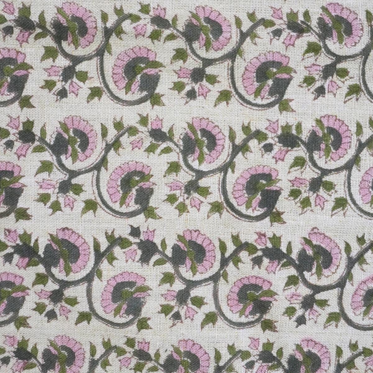 Bohemian Style Block Print Linen, Heavyweight Material for Multiple Uses Earth-Tone Linen Block Print Fabric for Table Runners and Window Curtains Fabritual Natural Linen with Bold Block Prints, Ideal for Cushions and Drapes .