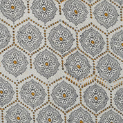 Handcrafted Sustainable Block Print Black Floral Fabric on Pure Linen - Charakha 