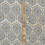 Handcrafted Sustainable Block Print Black Floral Fabric on Pure Linen - Charakha 