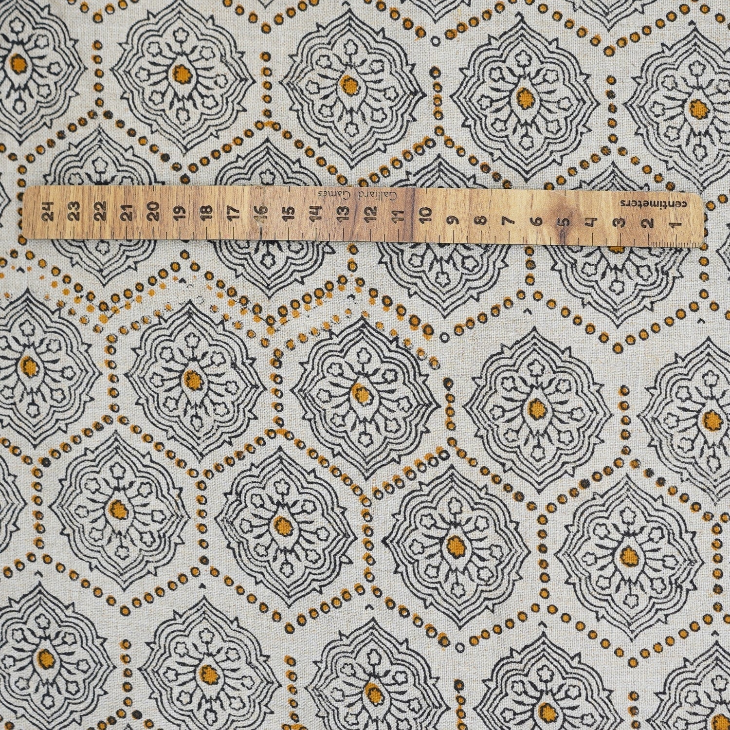 Handcrafted Sustainable Block Print Black Floral Fabric on Pure Linen - Charakha 