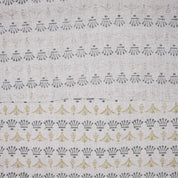 Indian Hand Block Hastakala Print Gray Floral Pure Linen Throw Fabric for Table Cover