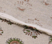 Linen Block Print Fabric 58&quot; Width Heavy Linen Natural Base Color Curtains and Drapes Upholstery Tablecloths and Runners Bedding Tote Bag by Fabritual