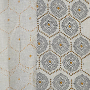 Handcrafted Sustainable Block Print Black Floral Fabric on Pure Linen - Charakha 