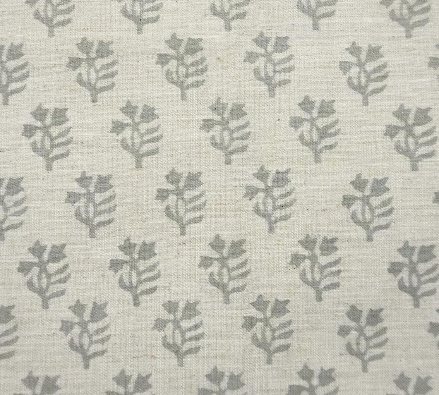 Linen Block Print Fabric Linen Blend 58 Inch Width Light Weight Linen Natural Base Color Curtains and Drapes Upholstery Handmade Art Pillow Covers Tablecloths and Runners Lampshades Napkins by Fabritual