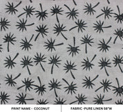 Pure Linen Fabric, Hand Block Print, Modern fabric, hand stamped, Organic Linen, Indian Fabric, home Decor -Coconut black