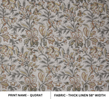 Indian Hand Block Printed Mustard and Green Floral in Soft Thick Linen Fabric - Qudrat