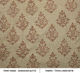 Hand Block Print Thick Linen Fabric EKAKSHAR BUTTA