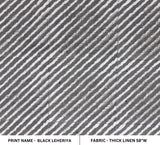 Hanmdade Artisan Block Printed Sustainable Throw Black Striped Thick Linen Fabric - LEHERIYA