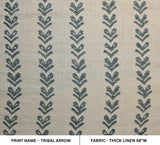 Hand Crafted Block Printed Dark Gray on Thick Linen Sofa Cushion Fabric - TRIBAL ARROW