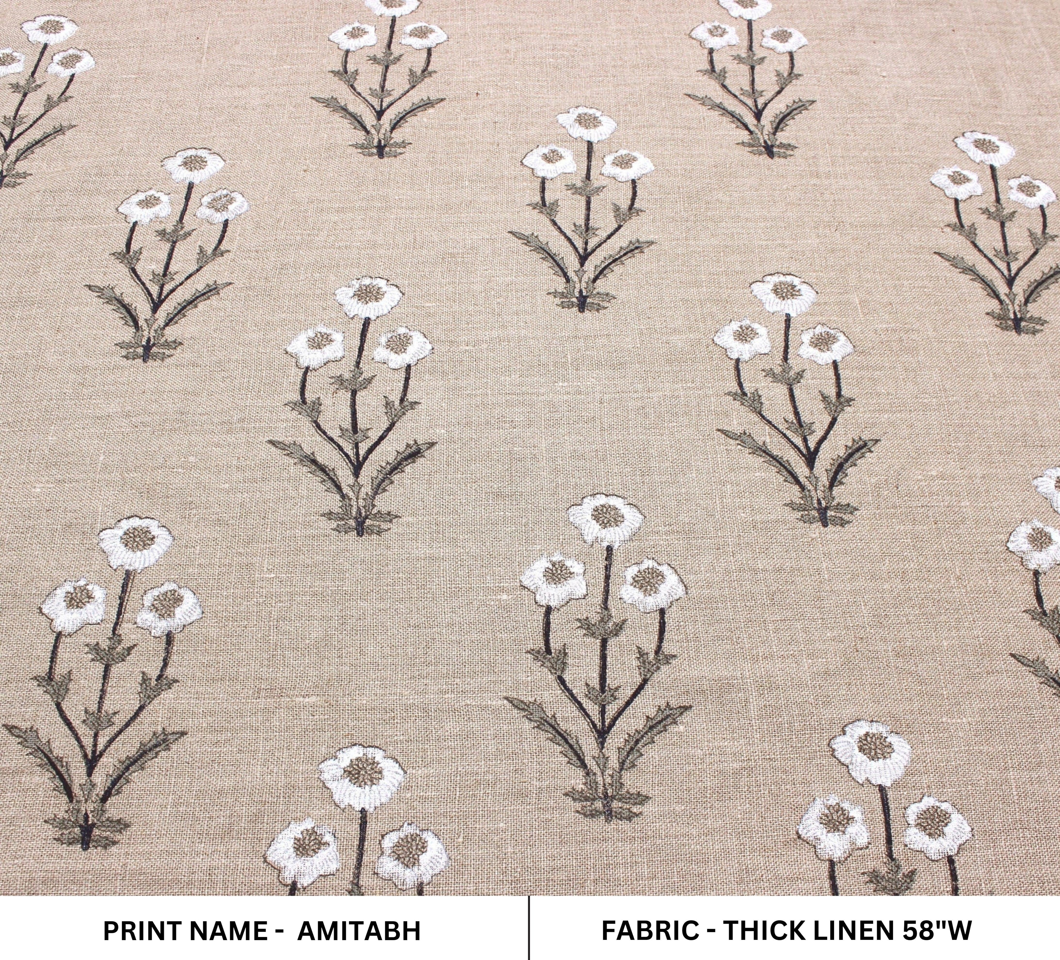 Amitabh  Block Print Thick Linen Fabric  Printed Linen Fabric By The Yard  Best For Upholstery, Cushion Cover, Sofa/Chair Cover