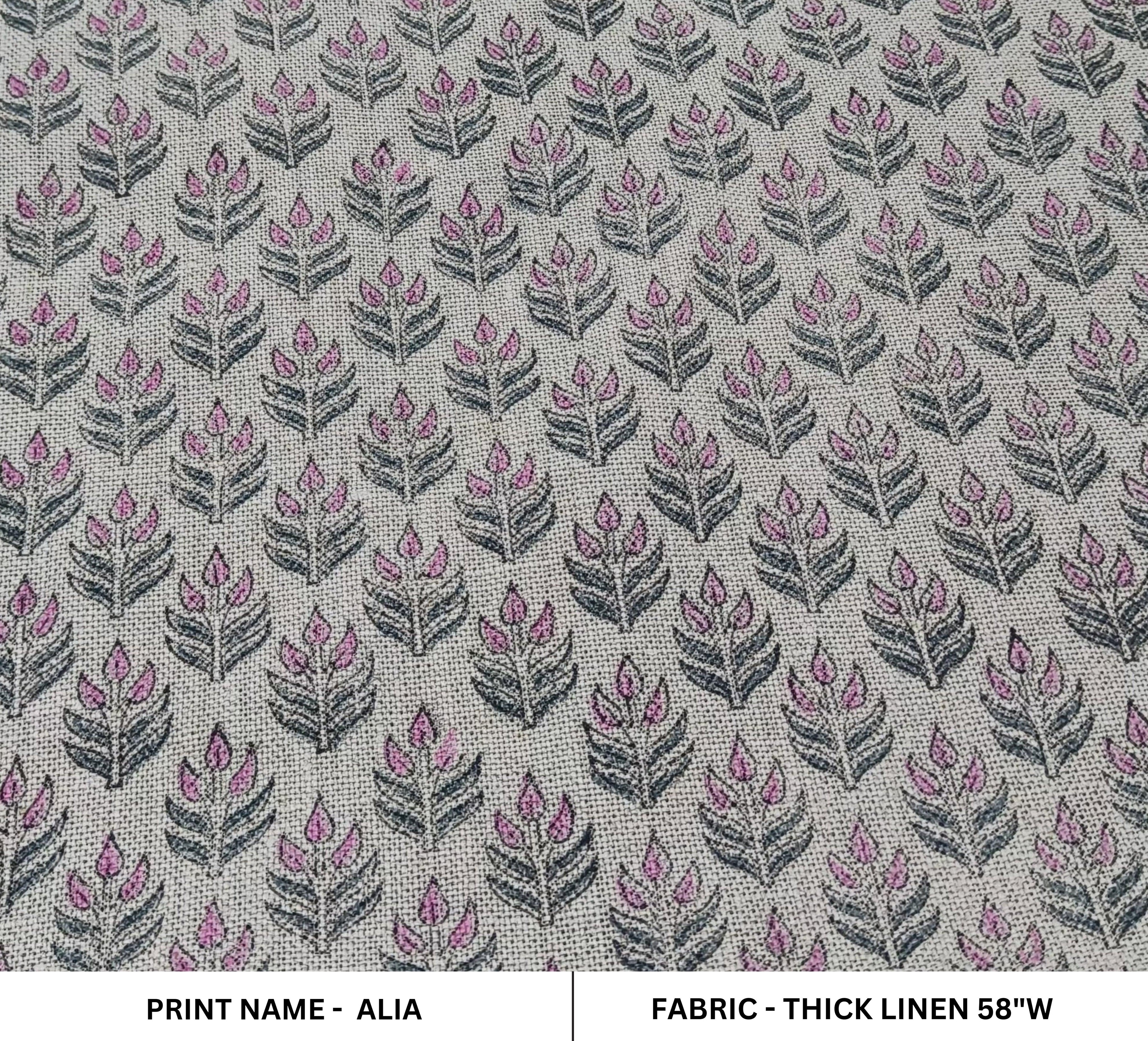 Alia Pink Home Decor Linen,Block Print Fabric,58"Linen By The Yard,Thick 360 Gsm Linen Perfect For Cushion Cover,Upholstery, Curtains