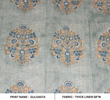 Hand Block Print Visceous Linen Fabric For Lampsahde - Guldasta