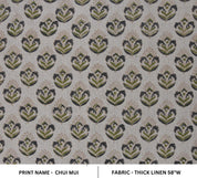 Block Print Handloom Thick Linen 58" Wide Fabric, Upholstery Fabric, Pillow Cover, Natural Colour, Home Decor - Crown
