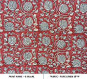 Thick Linen, block print fabric, floral fabric, floral pattern, home décor, Indian fabric, Chair Fabri - 6 Kamal Red