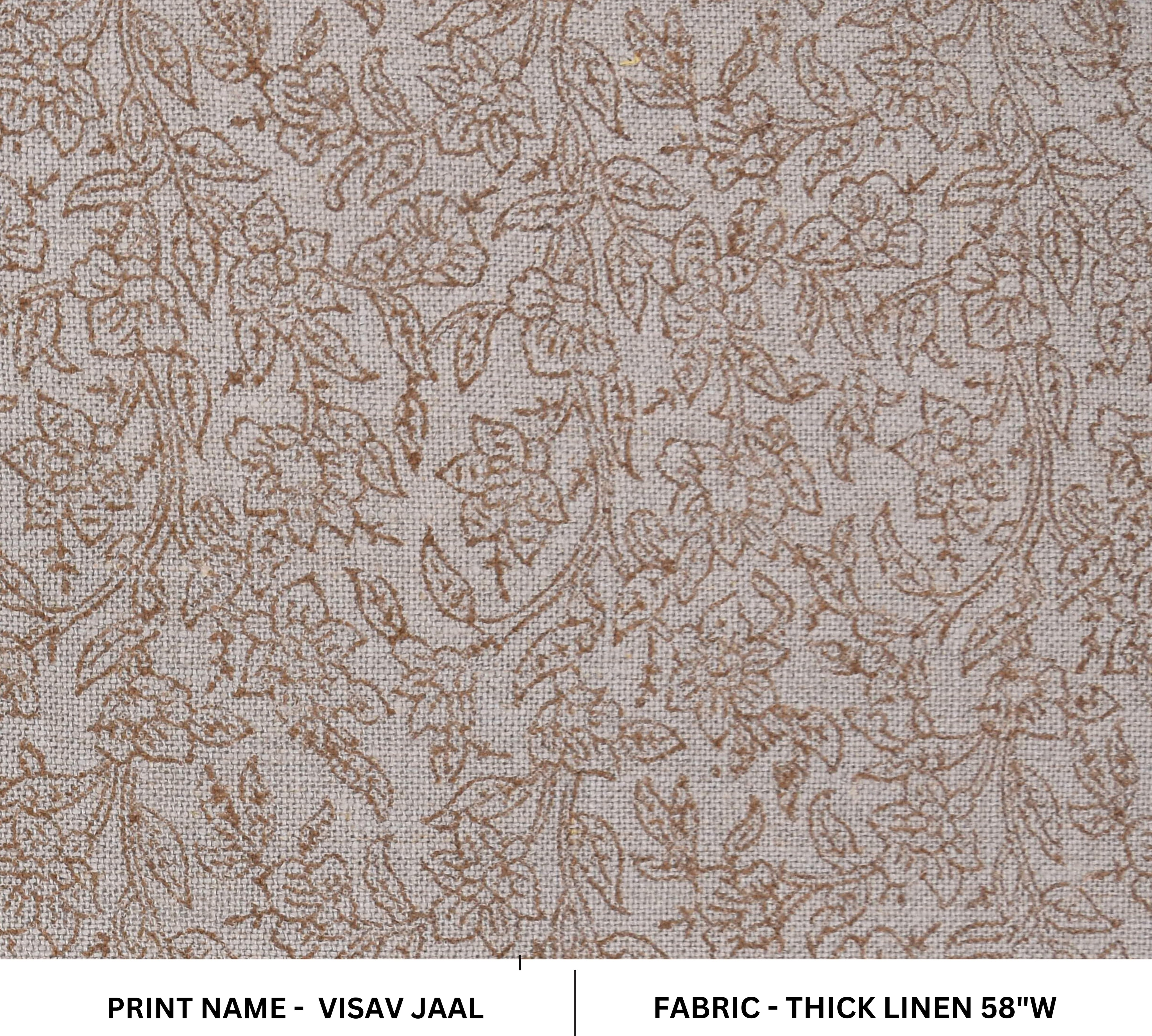 Thick linen 58" wide block print fabric, fabric by the yard, modern hand stamped, Indian Handloom Linen - Visav Jaal
