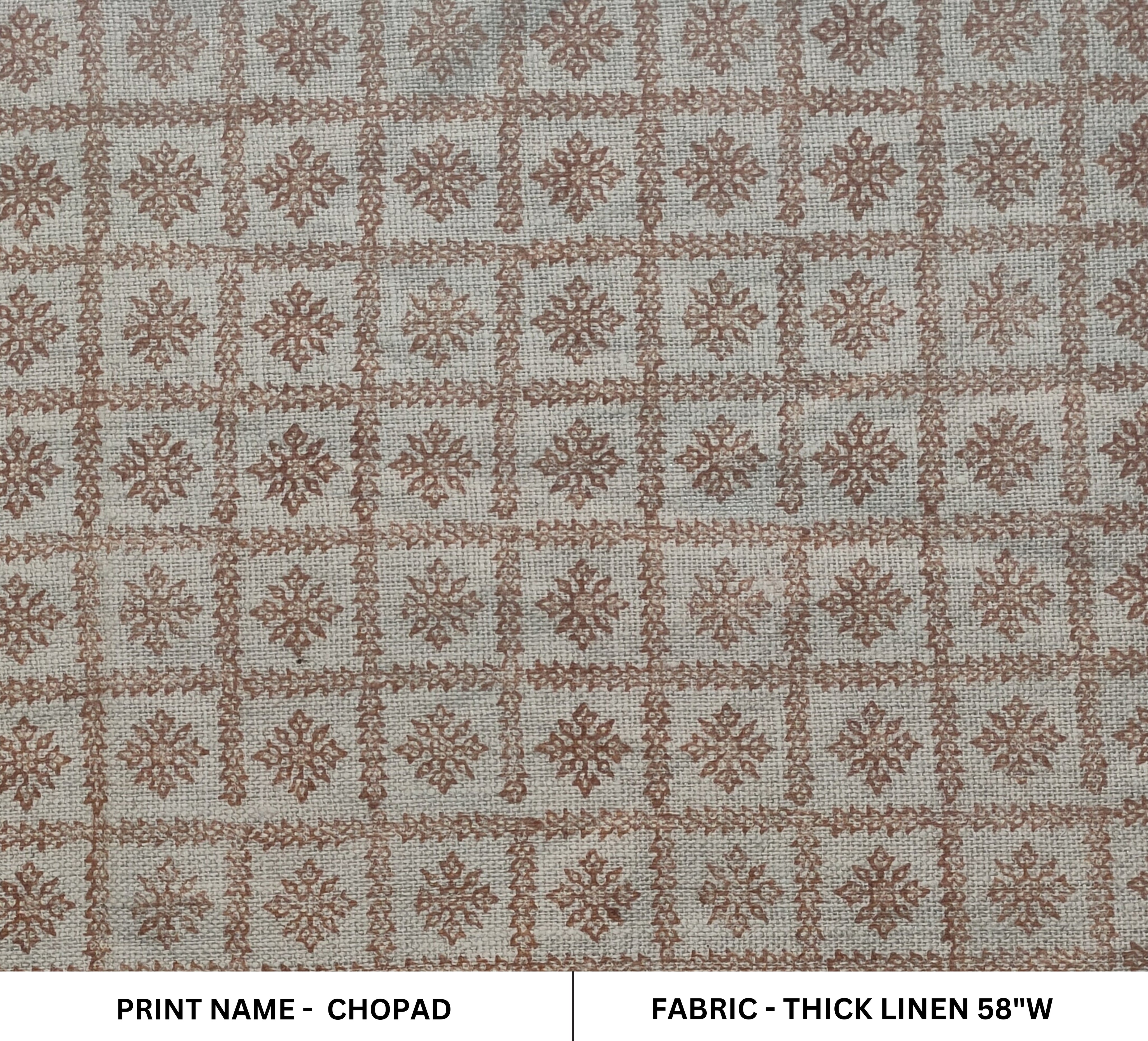 Chopad  Indian Floral Hand Block Printed 100% Linen Cloth, Fabric By The Yard, Fabric For Curtains Pillows Fabric