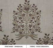 Block Print Linen Fabric, Vrindavan Bloom  Handmade Floral Block Print Linen Fabric, Decorative Pillow Cover, Cushion, Upholstery, Curtain, Printed Cotton