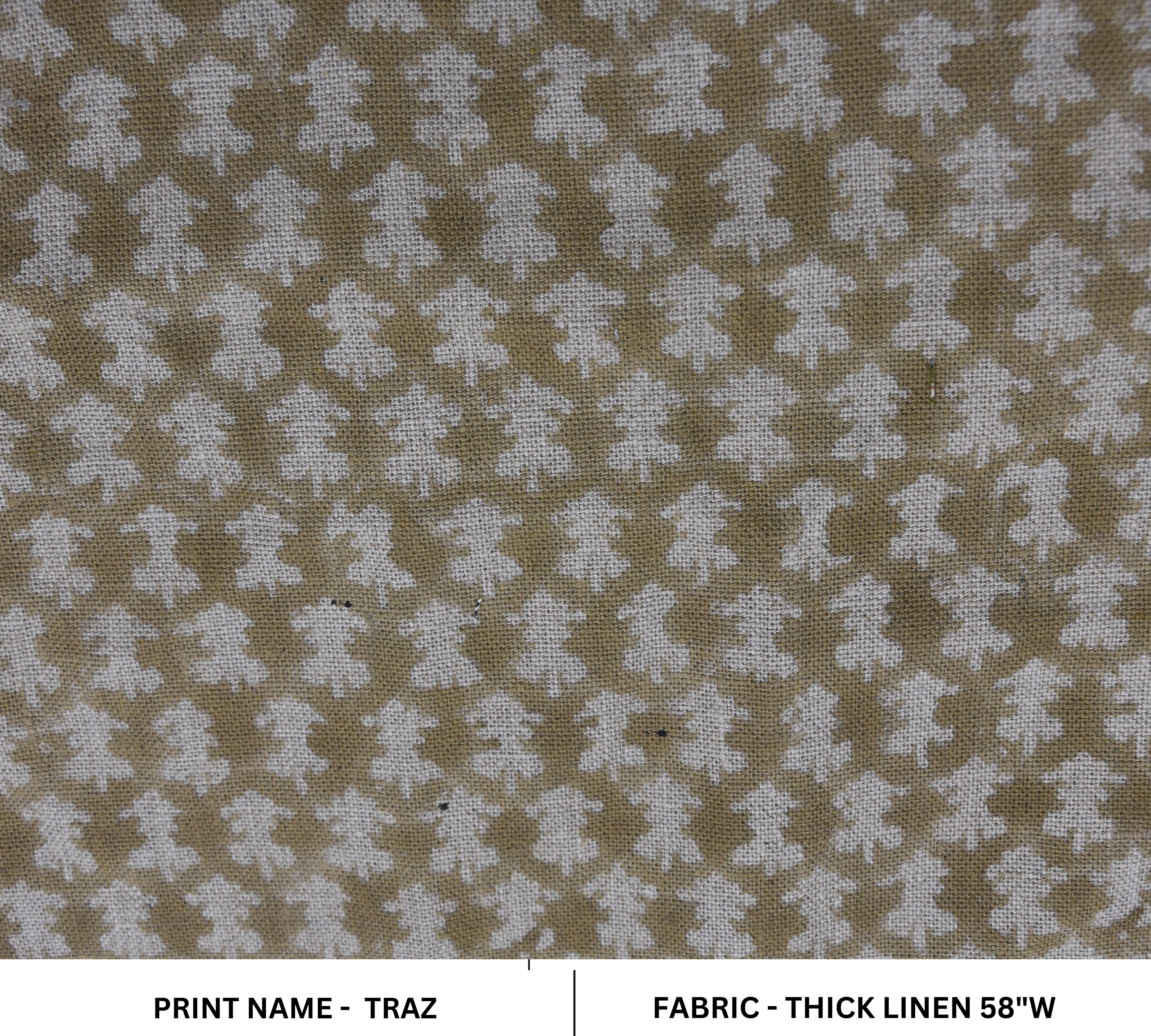 Thick Linen 58" Wide, Block Print fabric, by the yard, Indian print, handloom pillow curtains upholstery - Traz