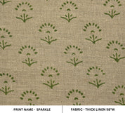 Block Print Linen Fabric, Sparkle   Perfect Home Decor Linen Fabric With Extra Thickness And Width, Undyed Linen Base With Traditional Indian Hand Block Print
