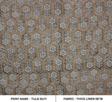 Handcrafted Bronze & Beige Floral Block Printed Thick Linen Fabric for Throw Pillow Cover – Tulsi Buti