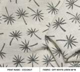 Hand block print Off-white linen Fabric - Coconut