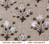 Hand Block Print Thick Linen Fabric DIWALI FLOWER
