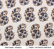 Anarkali  Handloom Block Print  Designer Fabric For Cushion, Pillows,Throws,Table Runner/Cover/Cases, Chair/Sofa/Furniture Upholstery