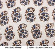 Anarkali  Handloom Block Print  Designer Fabric For Cushion, Pillows,Throws,Table Runner/Cover/Cases, Chair/Sofa/Furniture Upholstery