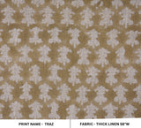Handmade Indian Artisan Block Printed Throw Pillow Fabric in Premium Soft Thick Linen - TRAZ