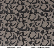 Thick Linen 58" Wide, hand block print, indian fabric, Linen Napkins, pillow cover, upholstery, boho fabric - Sulit Black