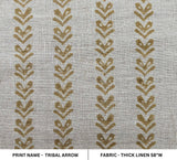 Handmade Throw Green & Gray Floral Block Printed Heavy/Thick Linen Fabric - TRIBAL ARROW