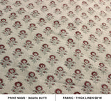 Handcrafted Block Print Thick Linen Fabric BAGRU BUTI