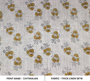 Chitranjan  Fabric From India  Linen Block Print Fabric, Upholstery Curtain & Pillow Cover  Hand Blocked Linen Fabric, Indian Hand Print