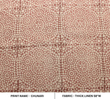 Handmade Indian Artisan Block Printed Brown Mini Floral Cushion Fabric in Thick Linen - CHUNARI