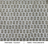 Handmade Boho Floral Block Printed Heavy Linen Fabric in Spanish Gray & Light Silver – Tulsi Buti