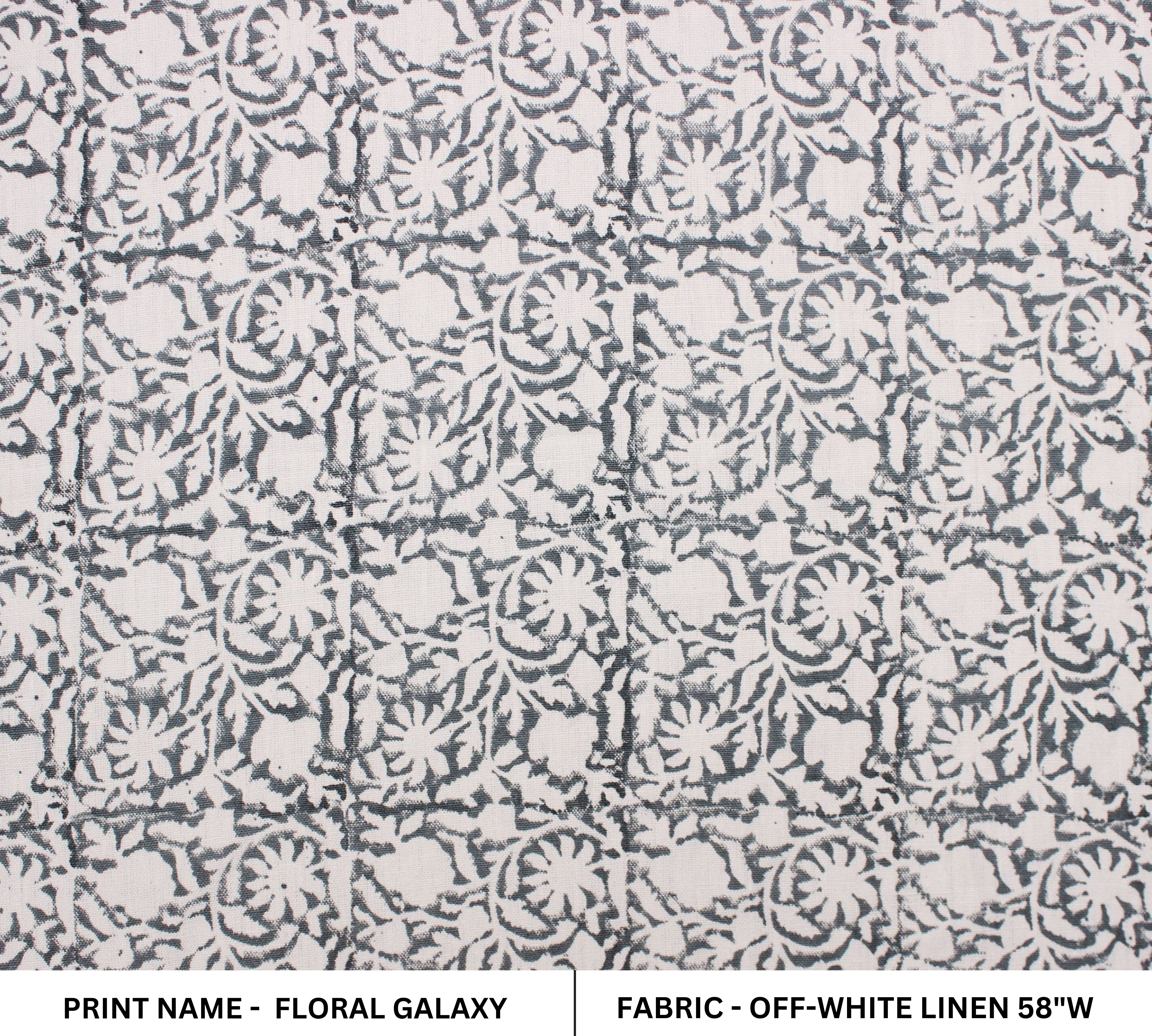 Floral Galaxy  Designer Fabric, Linen White Fabric, Block Print Fabric, Fabric By The Yard, Pillow Cover Fabric, Fabric For Upholstery