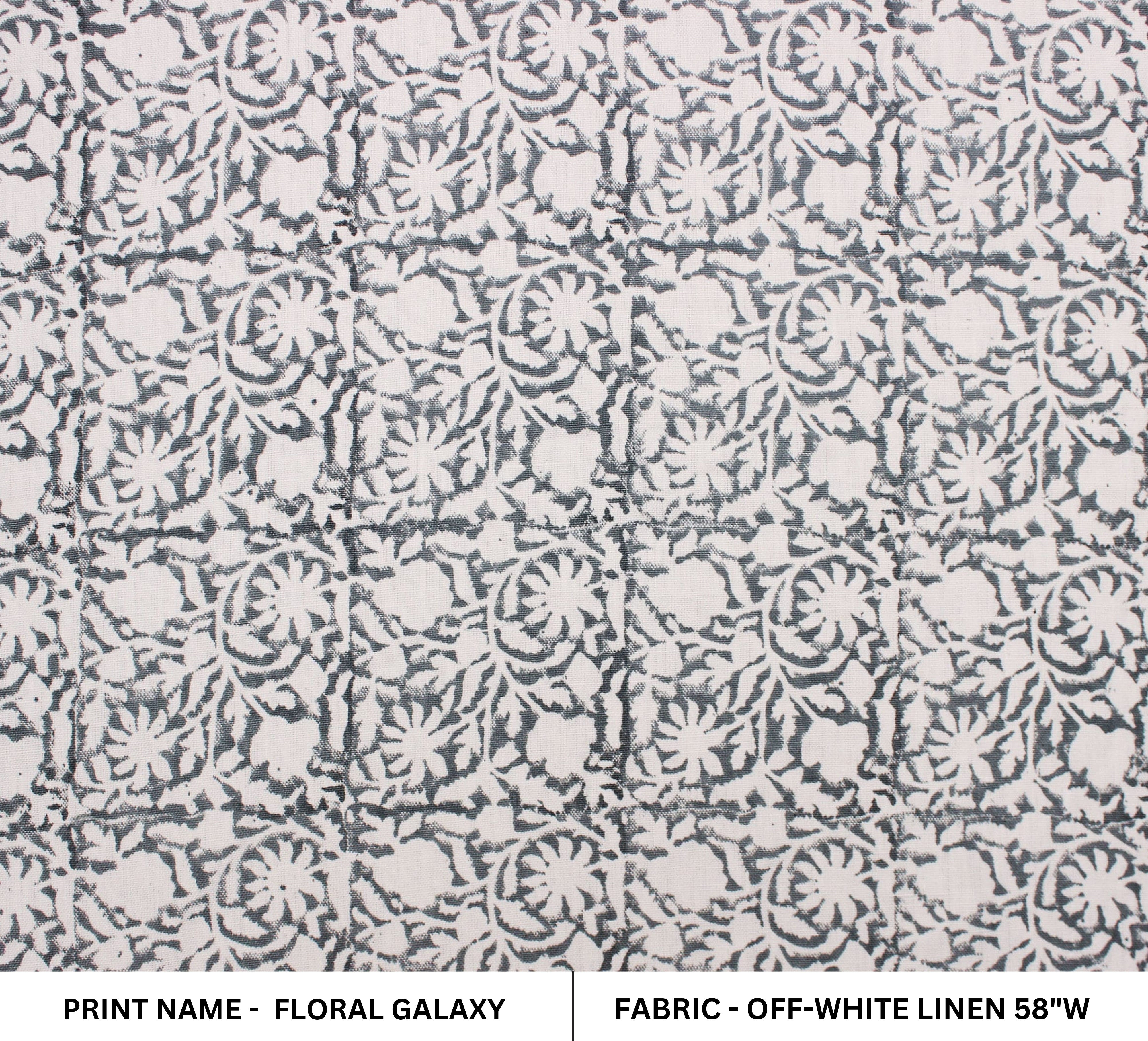 Floral Galaxy  Designer Fabric, Linen White Fabric, Block Print Fabric, Fabric By The Yard, Pillow Cover Fabric, Fabric For Upholstery