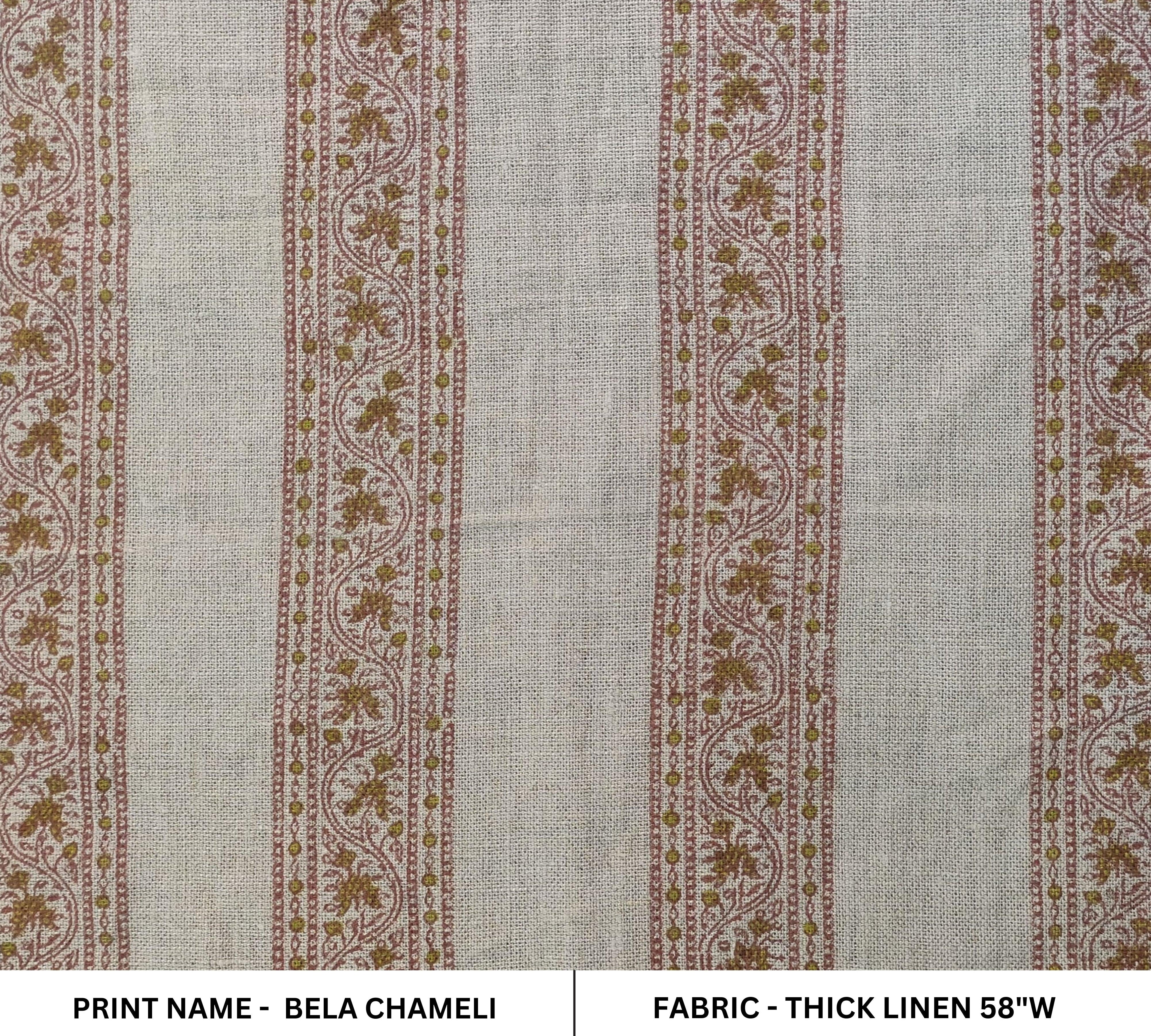 Bela Chameli  Fabric With Block Print, Indian Fabric, Handblock Cushion Cover, Block Print Fabric