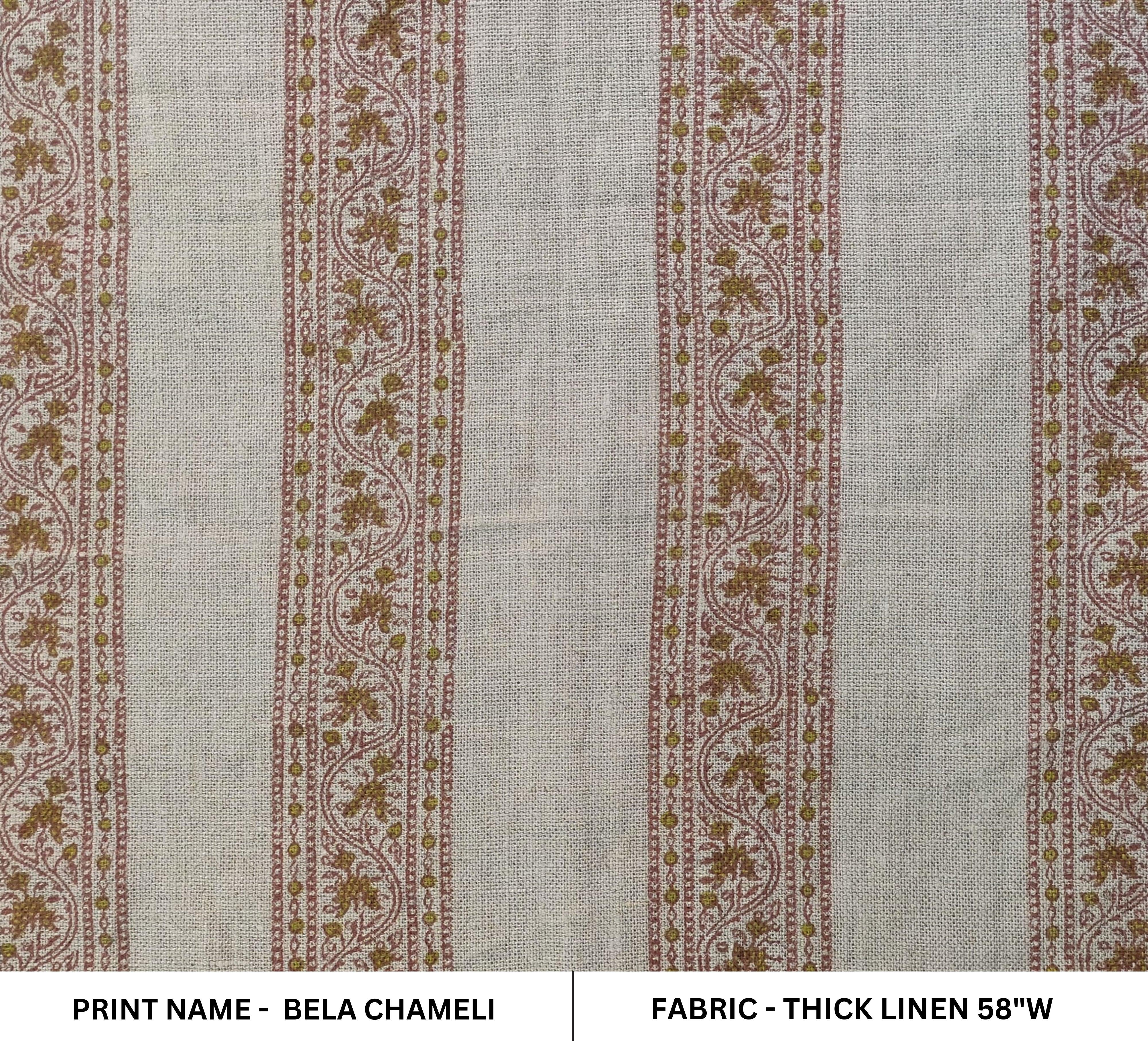 Bela Chameli  Fabric With Block Print, Indian Fabric, Handblock Cushion Cover, Block Print Fabric