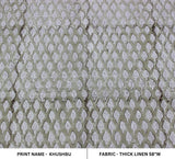 Hand Block Printed Thorw Green and Gray Floral Premium Thick Linen Fabric For Living Room - KHUSHBU