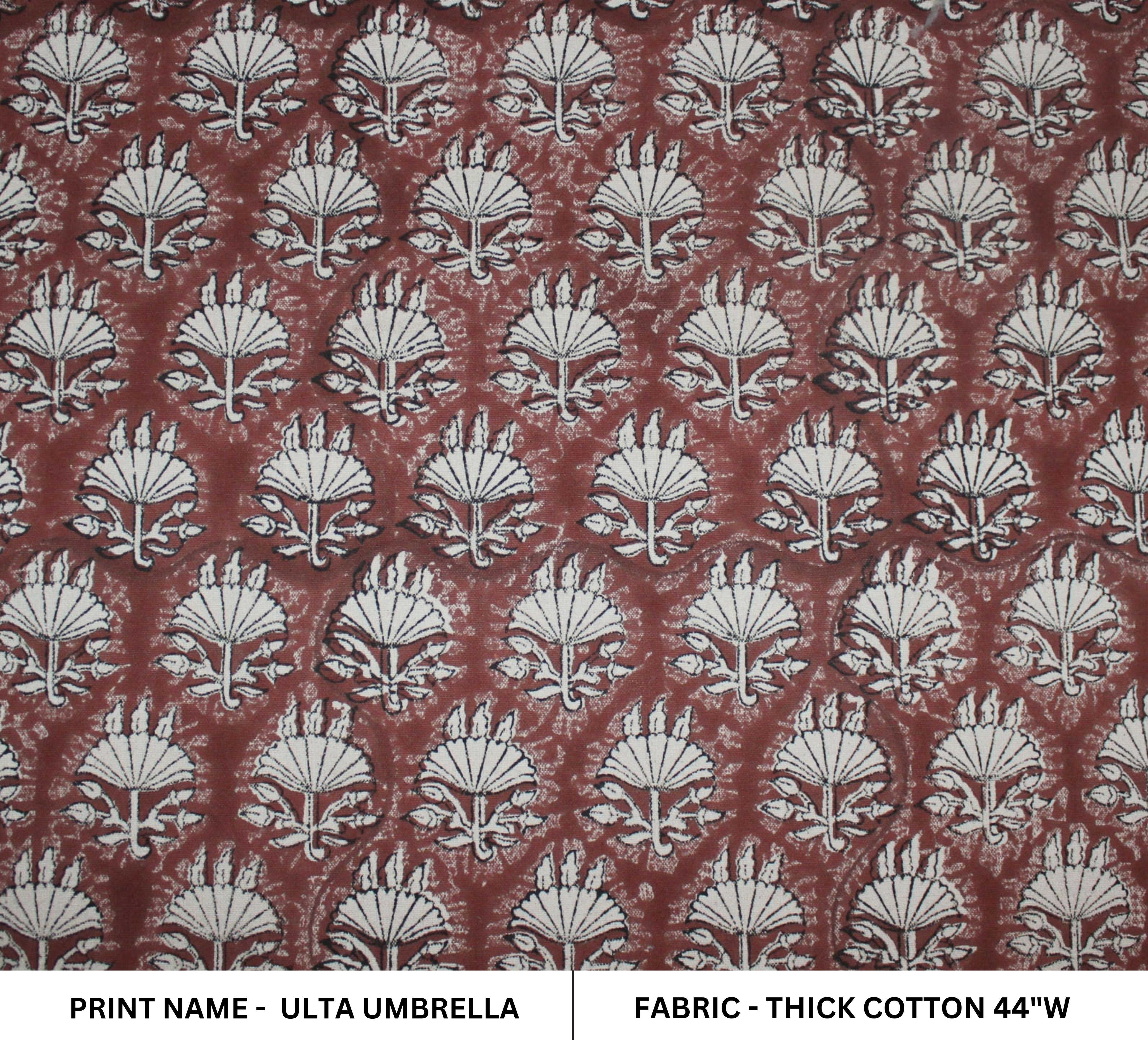 Block Print Linen Fabric, Ulta Umbrella  Block Print Thick Linen Fabric  Reddish Brown Floral Print Upholstery Fabric, Pillow Cover Fabric, Linen By The Yard