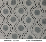 Hand Block Print Gray Thick Linen Fabric RAAJBHOG