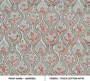 Amerbel Orange Floral Linen Block Print Fabric, Indian Handmade Art  Pillowcase Fabric, Upholstery & Curtains